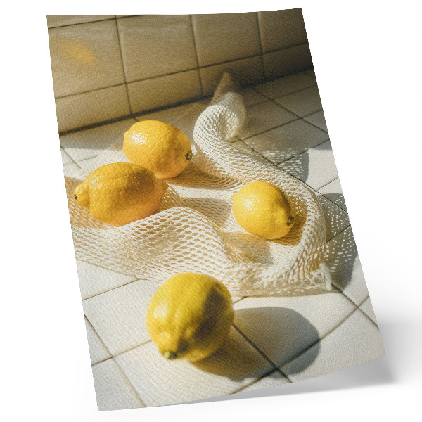 Umetniški tisk na platno Limone na žični mreži v kuhinji
