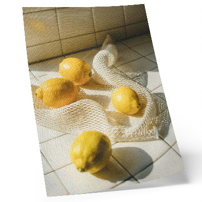 Umetniški tisk na platno Limone na žični mreži v kuhinji