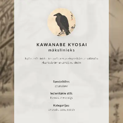 Plakat Mačka lovi žabo umetniško delo Kawanabe Kyosaia za dnevno sobo