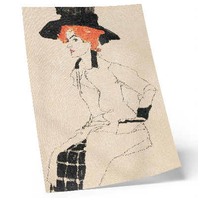Eleganten plakat za dnevno sobo Portret ženske (1910) Egona Schieleja – ženstvena linijska risba iz zbirke MET