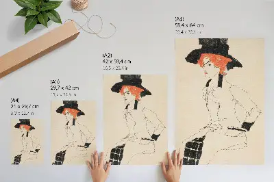 Plakat Portret ženske Egona Schieleja elegantna linijska risba iz zbirke MET za dnevno sobo