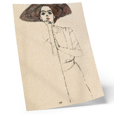 Plakat Portret ženske (1910) Egona Schieleja – ženstvena linijska risba iz zbirke MET