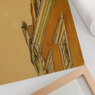 Umetniški tisk na platno Pogled od spredaj na stavbo (hiša v Krumauu) (1910), Egon Schiele