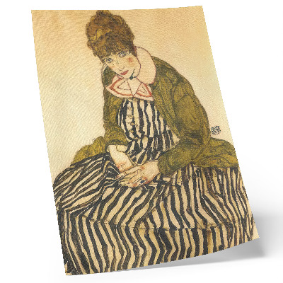 Plakat Portret Edith Schiele v črtasti obleki (1915), Egon Schiele