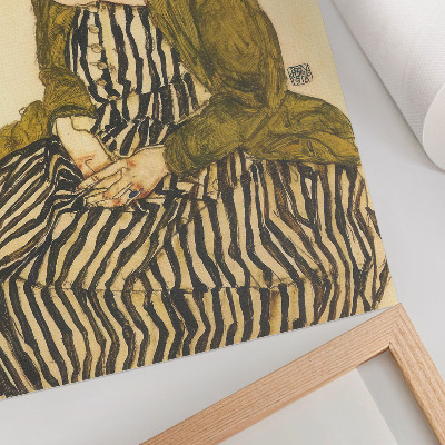 Plakat Portret Edith Schiele v črtasti obleki (1915), Egon Schiele