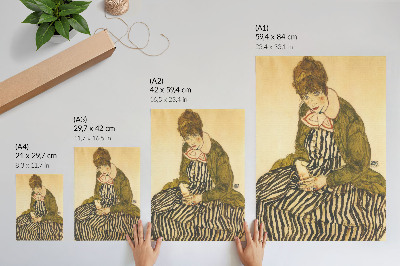 Plakat Portret Edith Schiele v črtasti obleki (1915), Egon Schiele