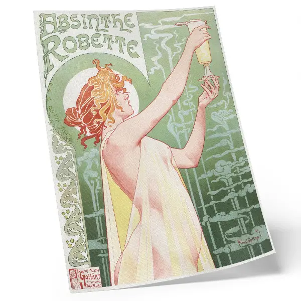 Premium stenski plakat kromolitografija Privat Livemont (1896) z motivom Absinthe Robette