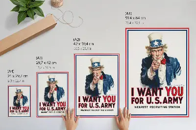 Umetniški tisk na platno estetska litografija iskanja ameriških vojakov avtorja Jamesa Montgomeryja Flagga
