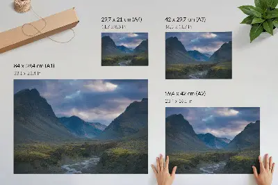 Plakat na platnu modri mir v oblakih z naravnim motivom