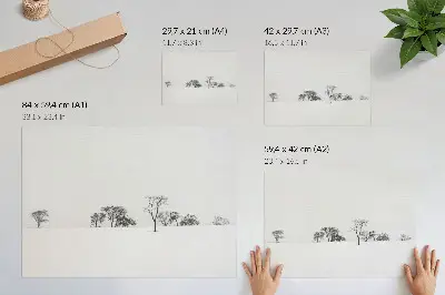 Plakat s teksturo platna minimalistična zimska pokrajina z drevesi za mirno vzdušje