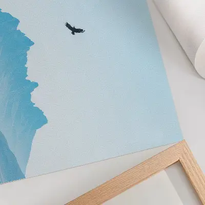 Plakat minimalistična pokrajina z gorskimi pticami