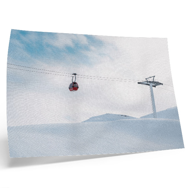 Plakat Gore, gondola, nebo, dinamični barvni kontrast