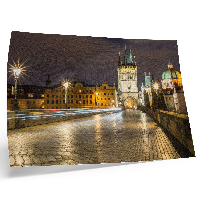 Plakat na platnu Očarljiva arhitektura osvetljenega mostu v nočnem mestu