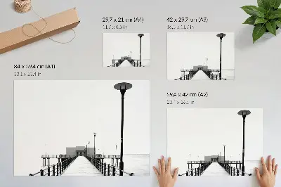 Plakat na platnu minimalistični most in pravokotna arhitektura