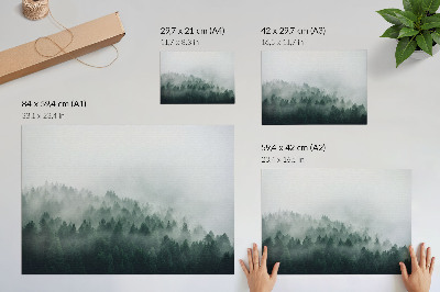 Plakat s teksturo platna Megleni gozdovi, ki izžarevajo mir in skrivnostnost