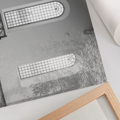 Plakat na platnu Minimalistična notranjost z okni in rastlinami