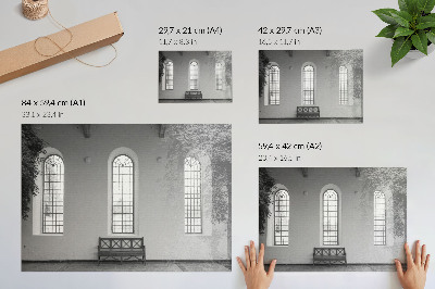 Plakat na platnu Minimalistična notranjost z okni in rastlinami