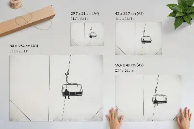 Plakat s teksturo platna minimalizem z zimsko pokrajino za občutek samote in miru
