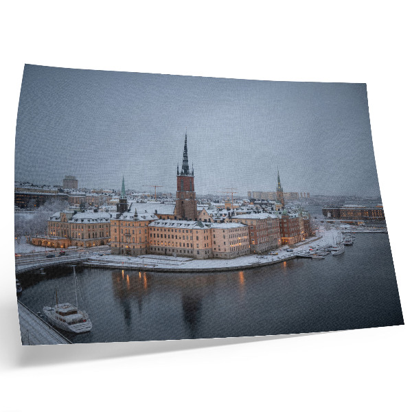 Plakat Zimsko mesto slikovite arhitekture harmonije
