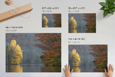 Plakat Jesenske barve, jezero, mirno vzdušje, harmonija
