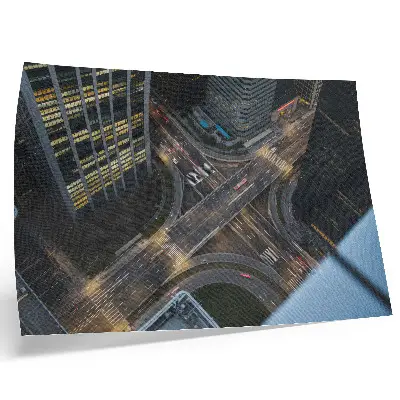 Plakat s teksturo platna mestna panorama z nočnimi lučmi v modernem slogu
