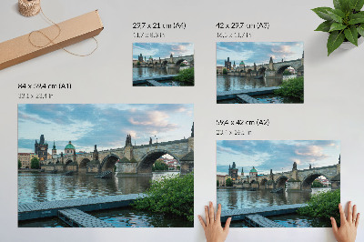 Plakat Most čez reko zgodovinska arhitektura mir