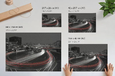 Plakat s teksturo platna Dinamično gibanje luči nočnega mesta