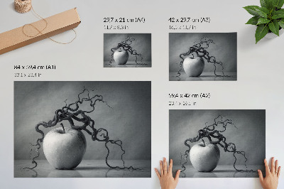 Plakat Kontrast jabolka in veje je harmoničen monokromatski