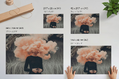 Plakat Lik z oblakom oranžnega dima namesto glave