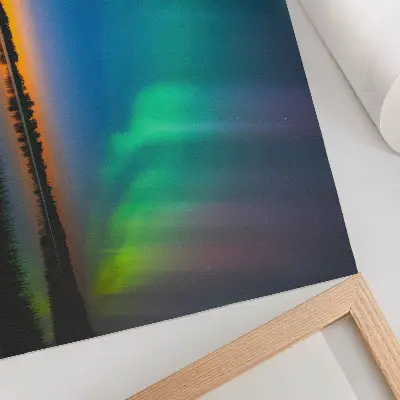 Plakat na platnu aurora nad jezerom v čarobnem vzdušju