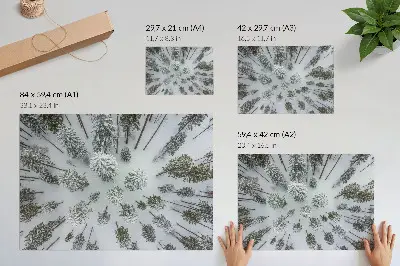 Plakat zimski gozdni mir v minimalističnem slogu