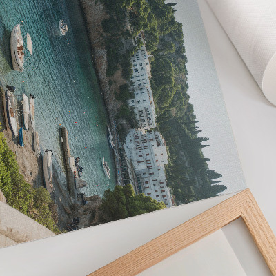 Plakat na platnu Zaliv Boats Mediteranski griči
