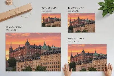 Plakat na platnu sončni zahod z očarljivimi stavbami v zgodovinskem vzdušju