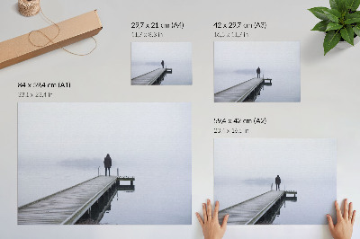 Plakat Osamljena postava na pomolu v megli
