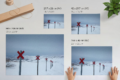 Plakat Beli hribi rdeči znaki prostor tišina
