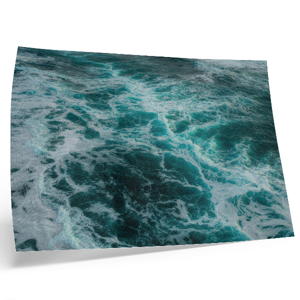 Plakat s teksturo platna Turkizni oceanski valovi z belo peno