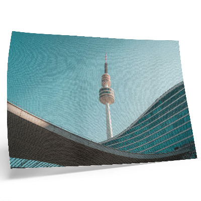 Plakat na platnu Modro nebo moderna stavba mestni stolp