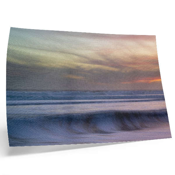 Plakat Pastelni oceanski valovi in ​​zahajajoče sonce