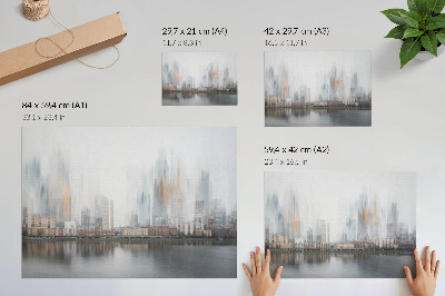 Plakat s teksturo platna Megleno mesto, pastelni odsev modernosti