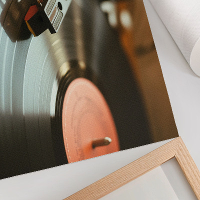 Plakat s teksturo platna Nostalgični gramofon z vintage glasbenim vzdušjem