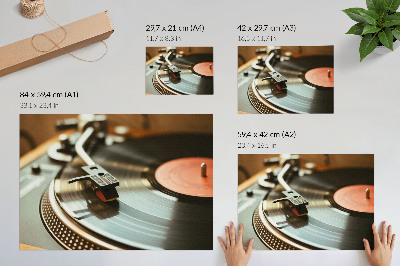 Plakat s teksturo platna Nostalgični gramofon z vintage glasbenim vzdušjem