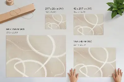 Plakat z motivom nežnih bež valov in linij s teksturo platna