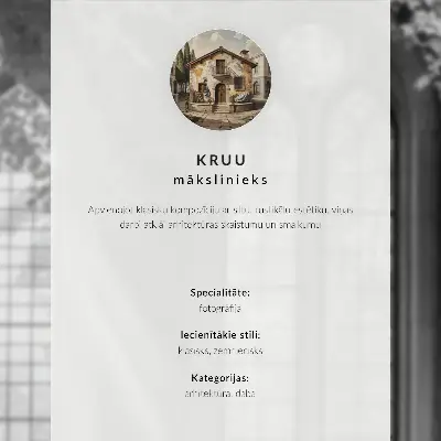 Plakat na platnu kontrast ruševin in konja v zelenju