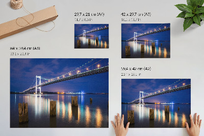 Plakat Most nočni sijaj voda odsev harmonija