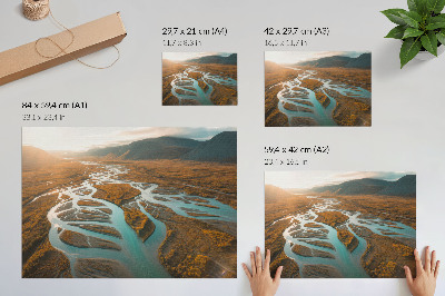Plakat na platnu Veličastna reka, zlati griči, turkizna voda