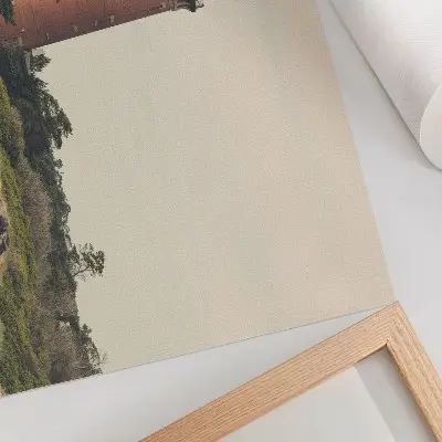 Plakat s teksturo platna svetilnik s peščenimi drevesi v harmoniji narave