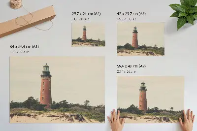 Plakat s teksturo platna svetilnik s peščenimi drevesi v harmoniji narave