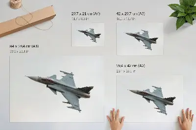 Plakat sodobno lovsko letalo med letom proti nebu