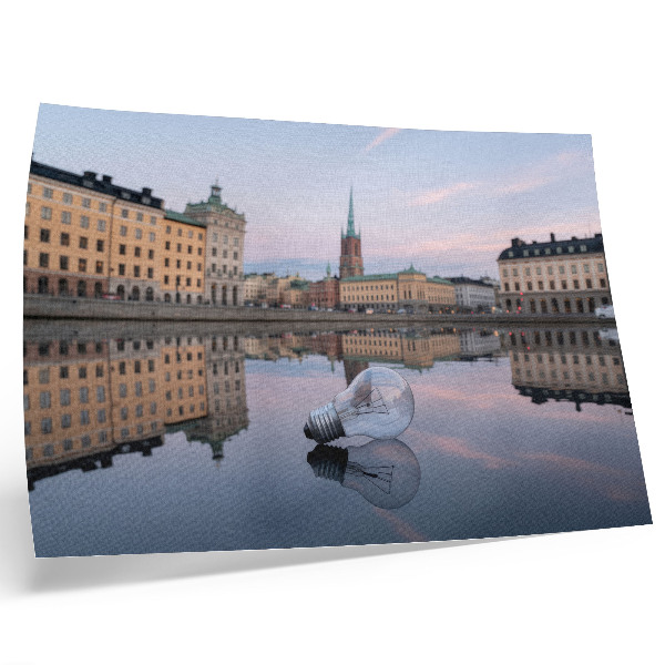 Plakat s teksturo platna Odsevi stavb v pastelnih odtenkih