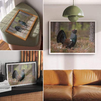 Plakat s teksturo platna Ptičje barve gozd narava mirno vzdušje